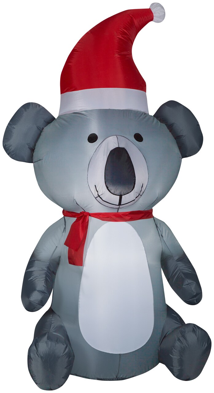 6.5' Gemmy Airblown Inflatable Christmas Koala Bear Wearing Santa Hat 112182